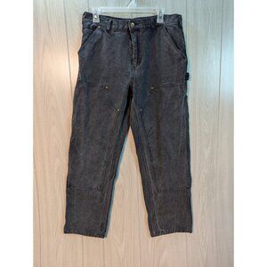Carhartt B136 BLK Double Knee Carpenter Work Pants Mens 34x32 Distressed BROKEN